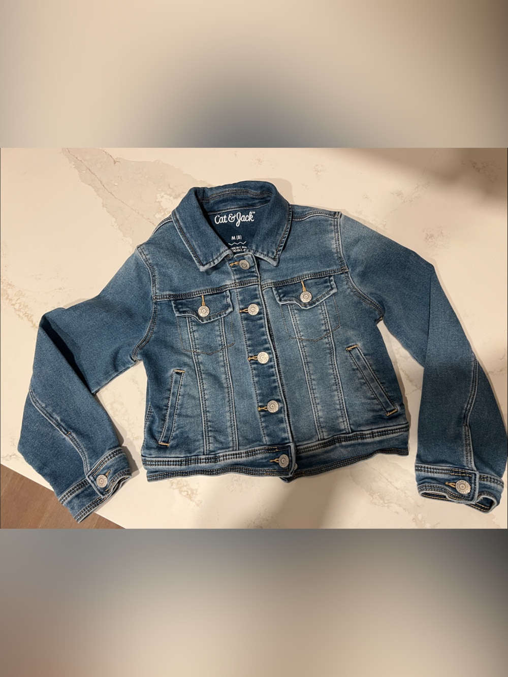 Cat & Jack Medium size 8 girls Blue Denim Jacket with Button Front